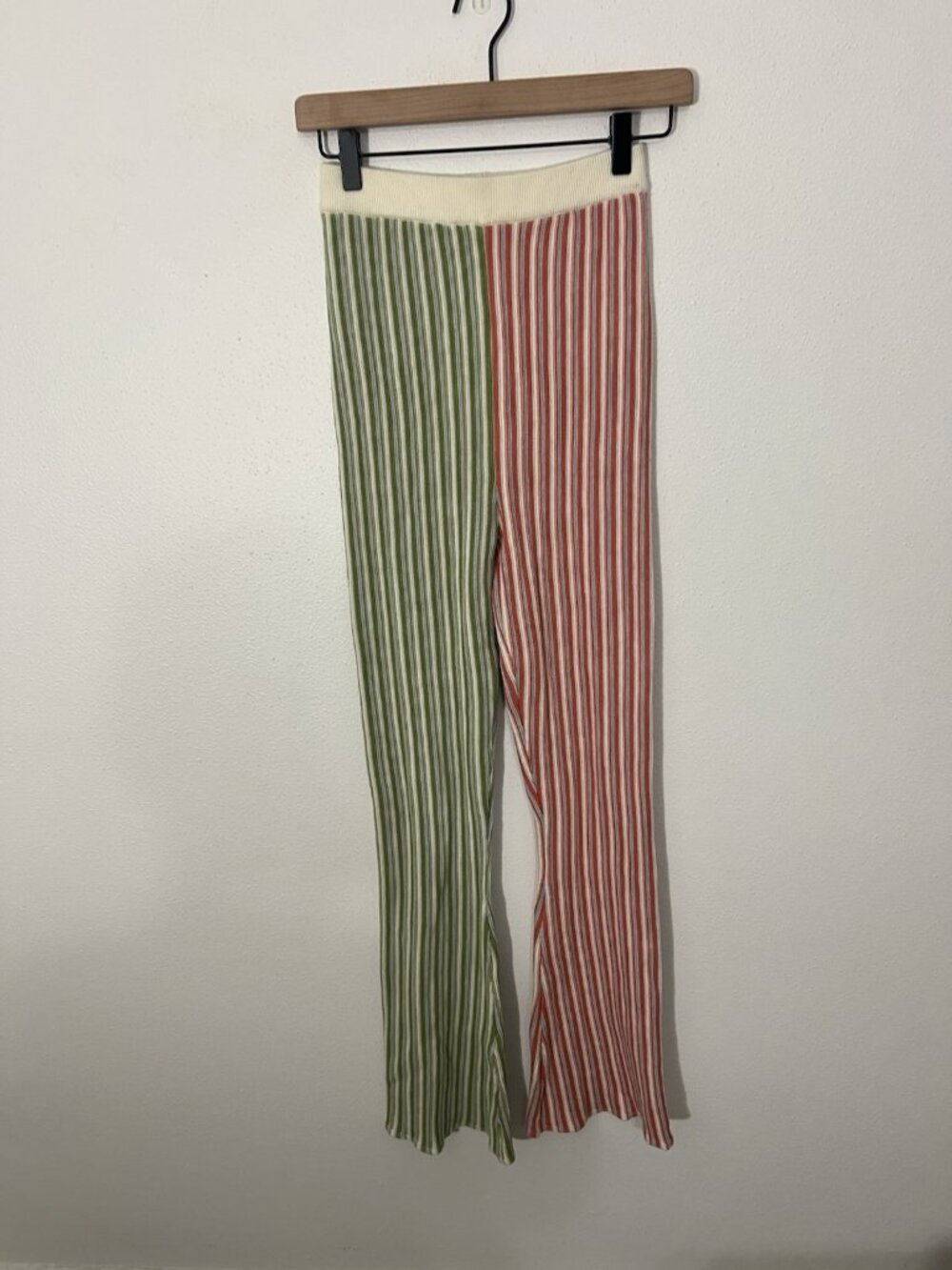 Yllw The Label Wyla Multicolor Striped Rib Knit Flare Pants Size XS